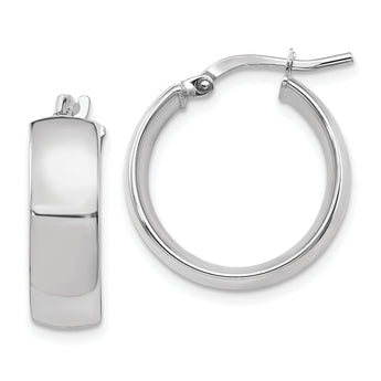 14K White Gold 6mm High Polished Hoop Earrings
