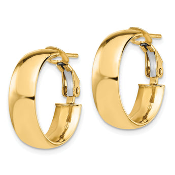 14K 6mm High Polished Omega Back Hoop Earrings