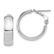 14K White 6mm High Polished Omega Back Hoop Earrings