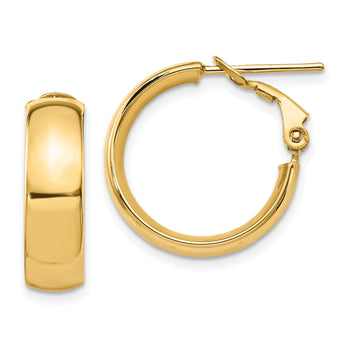 14K 6mm High Polished Omega Back Hoop Earrings