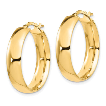 14K 6mm High Polished Hoop Earrings