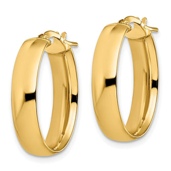 14K 6mm High Polished Oval Hoop Earrings