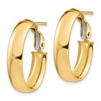 14K 6mm High Polished Omega Back Hoop Earrings