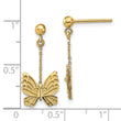 14k Polished and Brushed Butterfly Earrings