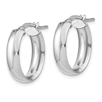 14k White Gold 5.75mm Polished Oval Hoop Earrings