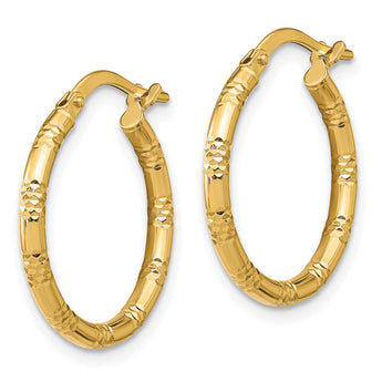 14k 2mm Polished D/C Hoop Earrings