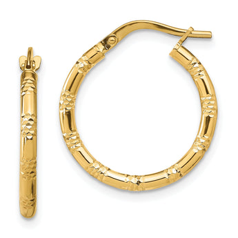 14k 2mm Polished D/C Hoop Earrings