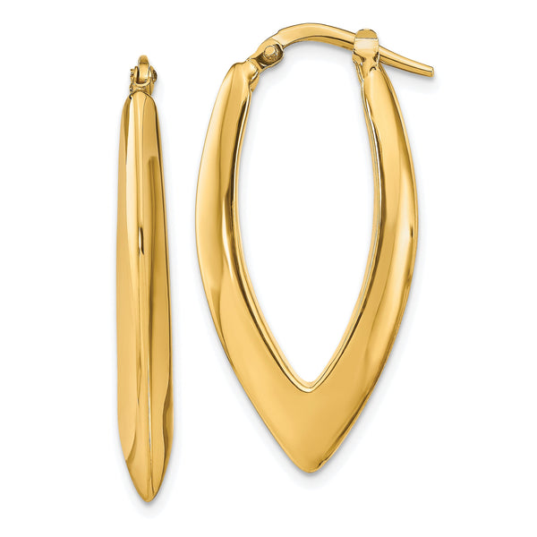 14k Polished Oval Hoop Earrings