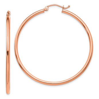 14k Rose Gold Polished 2x45mm Polished Hoop Earrings