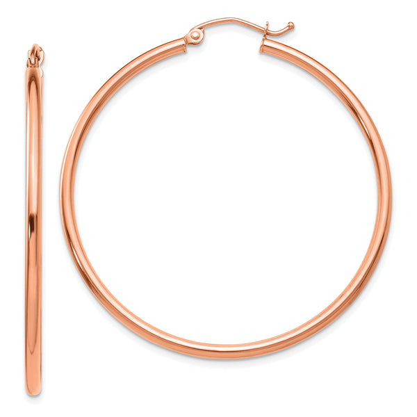 14k Rose Gold Polished 2x45mm Polished Hoop Earrings