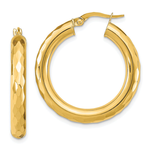14k Polished D/C Hoop Earrings