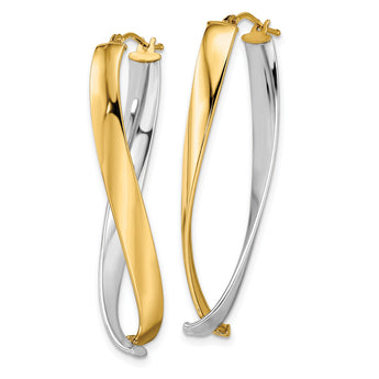 14K Two-tone Polished Twisted Hoop Earrings