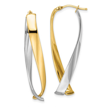14K Two-tone Polished Twisted Hoop Earrings
