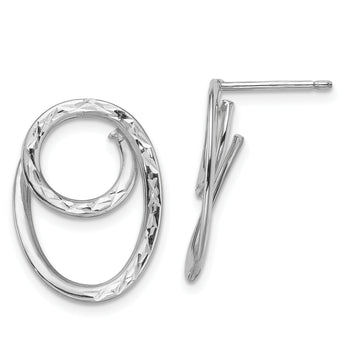 14K White Gold D/C Post Dangle Earrings