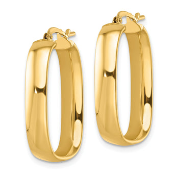 14K Polished Squared Oval Hoop Earrings