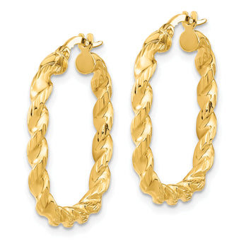 14K Polished Square Twisted Hoop Earrings