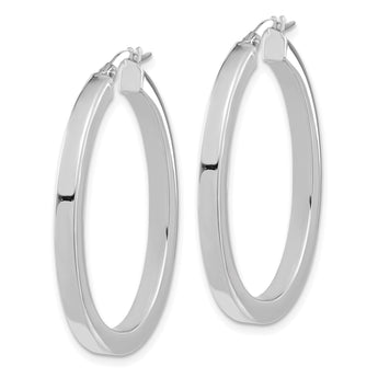 14K White Gold Polished Oval Hoop Earrings