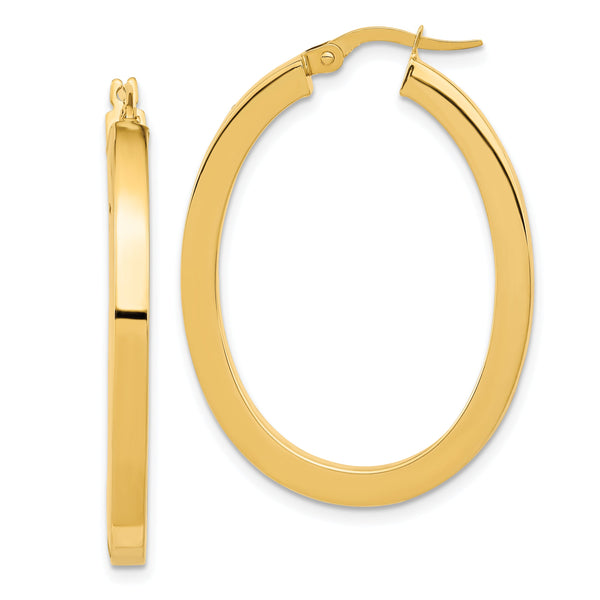 14K Polished Oval Hoop Earrings