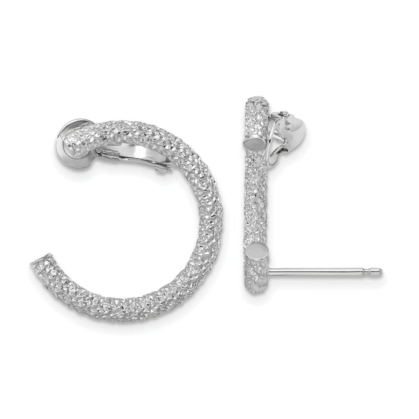 14K White Gold D/C Half Circle Post w/ OM Back Climber