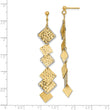 14K Two-tone Polished and Brushed D/C Post Dangle Earrings
