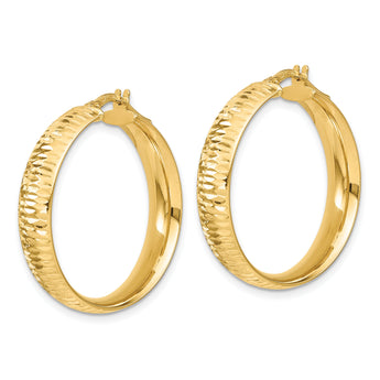 14K Polished D/C Round Hoops
