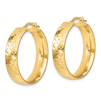14K Polished D/C Round Hoops
