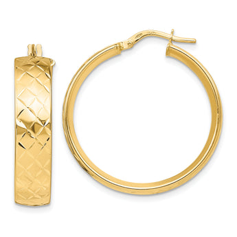 14K Polished D/C Round Hoops