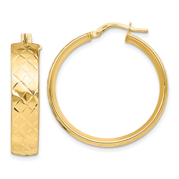 14K Polished D/C Round Hoops