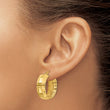 14K Polished Textured Oval Hoop Earrings