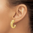 14k Polished Textured J-hoop Earrings