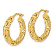 14k Polished Textured Hoop Earrings