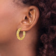 14k Polished Textured Hoop Earrings