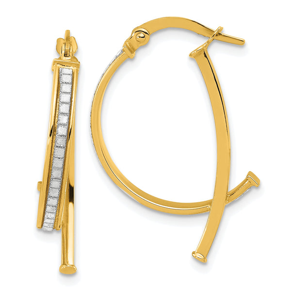 14K Polished Glitter Infused Hoop Earrings