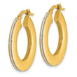 14K Polished Glitter Infused Hoop Earrings