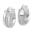 14K White Gold Polished Glitter Infused Hoop Earrings
