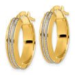 14K Polished Glitter Infused Hoop Earrings