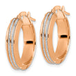 14K Rose Gold Polished Glitter Infused Hoop Earrings