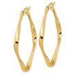 14K Polished Twisted Square Hoop Earrings