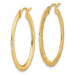 14K Polished Textured Oval Hoop Earrings