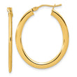 14K Polished Textured Oval Hoop Earrings