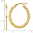 14K Polished Textured Oval Hoop Earrings