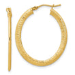 14K Polished Textured Oval Hoop Earrings