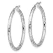 14k White Gold Polished D/C Hoop Earrings