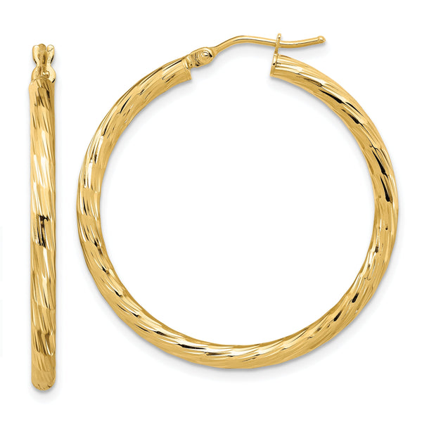14k Polished D/C Hoop Earrings