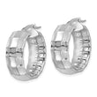 14k White Gold Polished Textured Oval Hoop Earrings