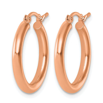 14k Rose Gold Polished 2.5mm Lightweight Tube Hoop Earrings - Birthstone Company