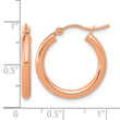 14k Rose Gold Polished 2.5mm Lightweight Tube Hoop Earrings - Birthstone Company