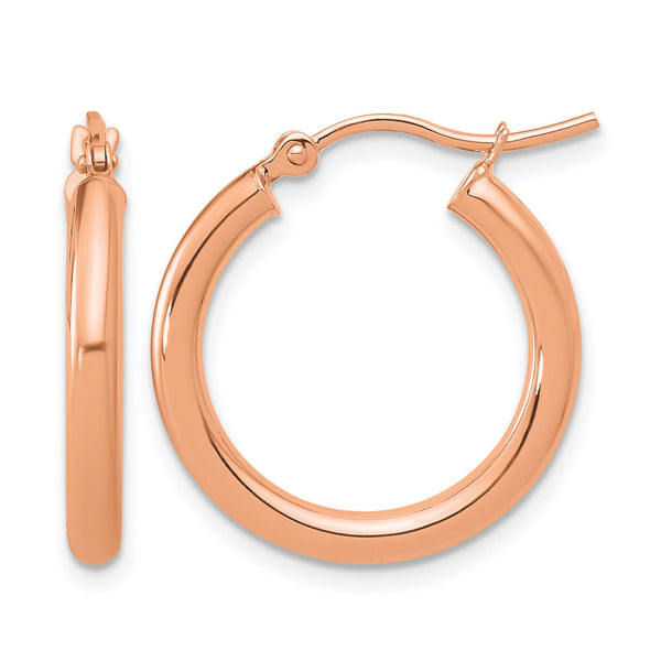 14k Rose Gold Polished 2.5mm Lightweight Tube Hoop Earrings - Birthstone Company