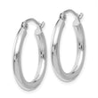 14k White Gold Polished 2.5mm Lightweight Tube Hoop Earrings