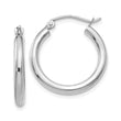 14k White Gold Polished 2.5mm Lightweight Tube Hoop Earrings